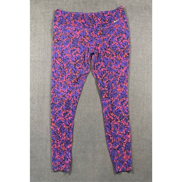 Nike Dri-FIT Leggings Women XL Purple Pink Athletic Training Colorful Athleisure - Picture 1 of 11